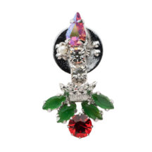 バッジ ラインストーン キャンドル クリアカラー レッド グリーン 149003