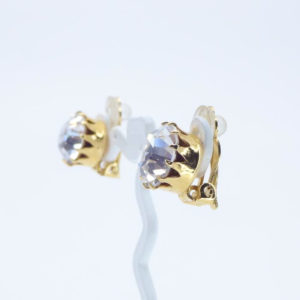 クリアカラーのラインストーンイヤリング