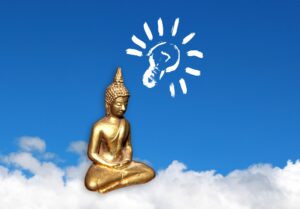 青空でひらめく仏像