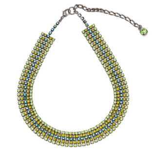 ネックレス チョーカー ラインストーン グリーン グレー ブルー 099456