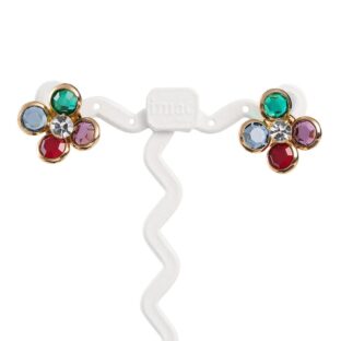 ピアス ラインストーン グリーン ブルー レッド パープル クリアカラー フラワー 123561