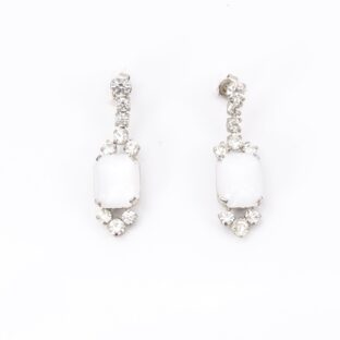 ピアス ラインストーン ホワイト クリアカラー スクエア 124729