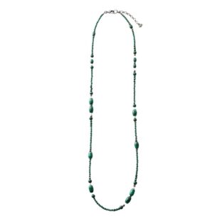 ネックレス マラカイト 淡水パール ラブラドライト グリーン グレー ロング 150357