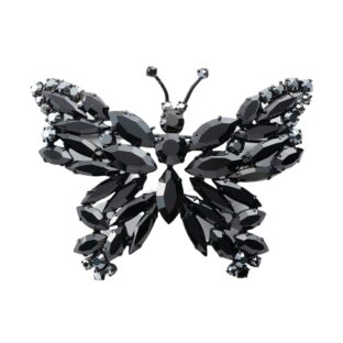 ブローチ ラインストーン ブラック バタフライ 092525