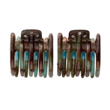 ヘアクリップ スターリリー ミニ 2個セット ラインストーン ブラック ブラウン ブルー 120522