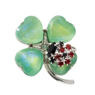 バッジ ボヘミアングラス ラインストーン クローバー てんとう虫 グリーン レッド 143489