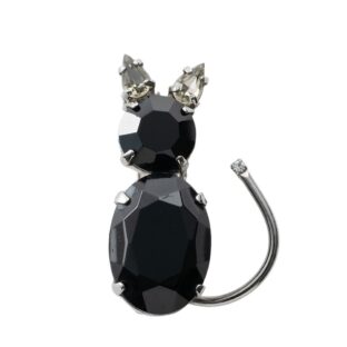 ブローチ ラインストーン ブラック 猫 149002