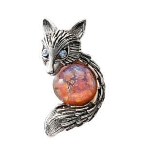 バッジ ボヘミアングラス ピンクベージュ きつね 150742