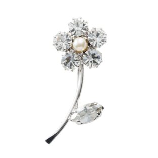 ブローチ ラインストーン フラワー パール クリア 150894