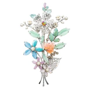 ブローチ ラインストーン フラワー パステルカラー 150954